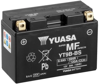 Motocyklová baterie / motobaterie YUASA MF AGM YT9B-BS 8,4Ah, 120A, 12V rozměr 150x70x105 mm