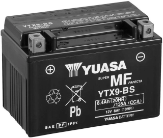 Motocyklová baterie / motobaterie YUASA MF AGM YTX9-BS 8,4Ah, 135A, 12V rozměr 152x87x107 mm