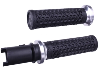 Gripy pro motocykly HARLEY-DAVIDSON 2023 a výše CVO TBW MODELY viz popis ODI VANS V-TWIN LOCK-ON™ GRIP SET pro řidítka o průměru 25,4 mm ( 1" ), barva černá/stříbrná - pár 