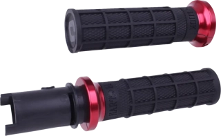 Gripy pro motocykly HARLEY-DAVIDSON 2023 a výše CVO TBW MODELY viz popis ODI V-TWIN LOCK-ON™ HART-LUCK SIGNATURE FULL-WAFFLE GRIP SET pro řidítka o průměru 25,4 mm ( 1" ), barva černá/červená - pár 