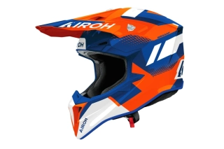 Motokrosová přilba AIROH WRAAAP VISION barva modrá/oranžová lesklá