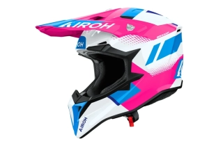 Motokrosová přilba AIROH WRAAAP VISION barva růžová/bílá/modrá lesklá