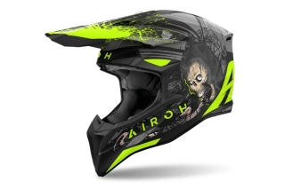 Motokrosová přilba AIROH WRAAAP DARKNES barva černá/žlutá flou matná