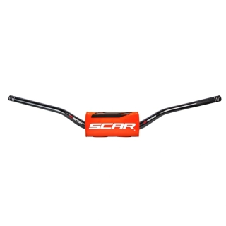 Motokrosové bezhrazdové řidítka pro malé motocykly SCAR HANDLEBAR O2 barva černá/oranžová, typ LOW MINI 65/85 S9142OR 