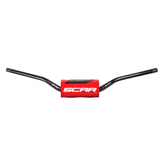 Motokrosové bezhrazdové řidítka pro malé motocykly SCAR HANDLEBAR O2 barva černá/červená, typ LOW MINI 65/85 S9142R