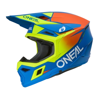 a Dětská motokrosová přilba ONEAL 3 SRS SOLID barva modrá/neonově žlutá velikost XL