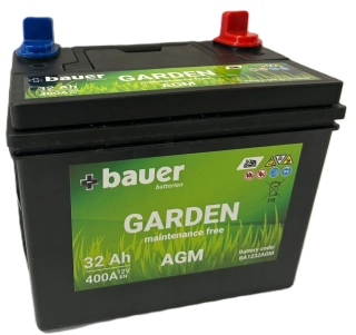 AGM baterie pro zahradní techniku BAUER GARDEN U1 12V 32Ah 400A (BA1233AGM) rozměry 196x128x184 mm, polarita levá