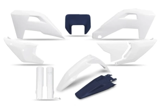 Sada plastů motocyklu UFO PLASTIC BODY KIT pro HUSQVARNA TE 250/300 HERITAGE rok 2025-2026  barva bílá/modrá OE26