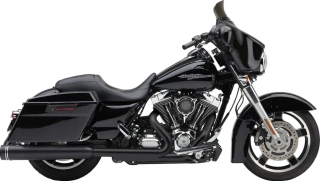 Koncovky výfuku COBRA GEN 2 NEIGHBOR SERIES MUFFLERS 4,5'' pro HARLEY DAVIDSON FLT/ FLHT/ FLHR/ FLHX/ FLTR rok 1999-2016 barva černá/chromové linky 