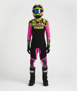 Dětský motokrosový komplet kalhot a dresu THOR SPORTMODE PUNKD barva černá/růžová 
