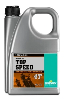 A Moderní syntetický vysoce výkonný motorový olej pro 4-taktní motocykly MOTOREX TOP SPEED 4T 10W/40 balení 4 litry