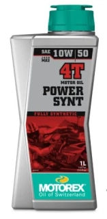 a Plně syntetický vysoce výkonný motorový olej pro čtyřtaktní hypersportovní motocykly MOTOREX POWER SYNT 4T 10W 50 balení 1 litr