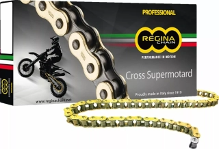 Motokrosový řetěz REGINA 520 RH2 GB počet článků 106C, barva zlatá/černá