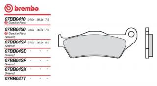 Brzdové destičky BREMBO pro KTM SX, SXF, EXC 125, 250, 350, 450, 505, 525 01-13