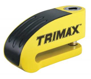 Zámek s připomínacím popruhem na kotouč motocyklu TRIMAX žlutý 8mm