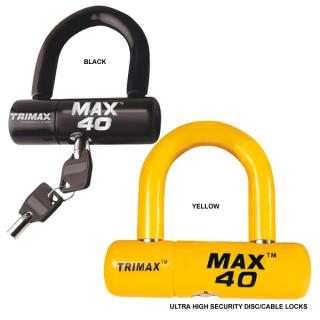 Zámek na kotouč motocyklu TRIMAX MAX40 U-LOCK žlutý