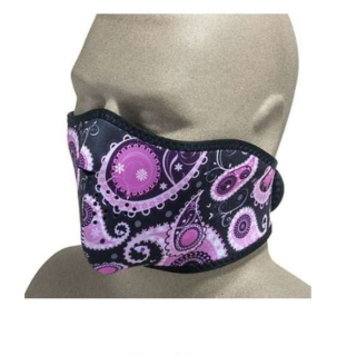 a Ochranná neoprenová maska na obličej ZANHEADGEAR PURPLE PAISLEY