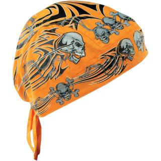 Šátek na hlavu ZANHEADGEAR FLYDANNA HEADWRAPS Orange tribal skull