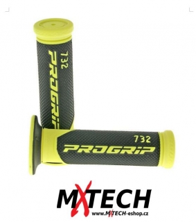 a Dvouvrstvé silniční rukojeti - gripy PROGRIP 732 YELLOW FLUO/BLACK zavřené konce