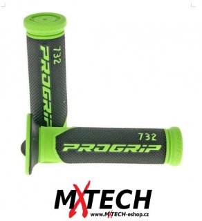 a Dvouvrstvé silniční rukojeti - gripy PROGRIP 732 GREEN FLUO/BLACK - zavřené konce