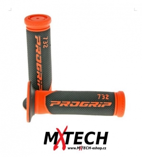 Dvouvrstvé silniční rukojeti - gripy PROGRIP 732 ORANGE FLUO/BLACK - zavřené konce