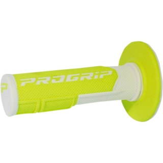 Dvouvrstvé motokrosové rukojeti - gripy PROGRIP 801 bílá/žlutá fluo