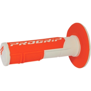 Dvouvrstvé motokrosové rukojeti - gripy PROGRIP 801 bílá/oranžová fluo