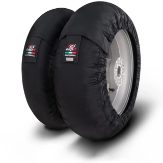 Nahříváky moto pneumatik CAPIT SUPREMA SPINA TYRE WARMER barva černá, velikost M/XL ( přední M 125/17" / zadní XL  200/55-17" )