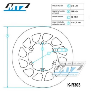 Brzdový kotouč MTZ zadní YAMAHA YZ 125/250, YZF 250/450 - NEREZOVÝ