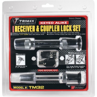 Zámky na uzamčení přívěsného vozíku TRIMAX LOCK SET 5/8" RECEIVER AND 2 1/2" 