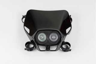 Univerzální přední maska se světlem UFO FIRE-FLY TWINS HEADLIGHT (12V/35W) barva  černá