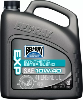 A Olej BEL-RAY EXP 10W-40 SYNTHETIC ESTER BLEND 4T ENGINE OIL balení 4 litry