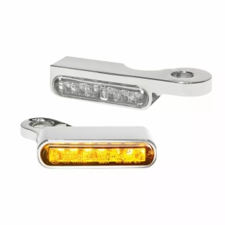 Led blinkry na řidítka motocyklu HEINZ BIKES TURN SIGNALS pro HARLEY DAVIDSON SOFTAIL rok 2000-2014 barva chromová