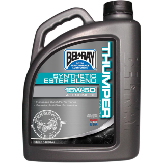 Olej BEL-RAY THUMPER 15W-50 RACING SYNTHETIC ESTER BLEND 4T ENGINE OIL balení 4 litry