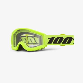 a Dětské motokrosové brýle 100% STRATA MINI NEON YELLOW čiré sklo, VERZE MINI - PRO DĚTI DO 6-TI LET 