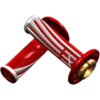 a Motokrosové rukojeti - gripy ODI EMIG PRO V2 LOCK-ON 2-TAKTY/4-TAKTY barva červená/bílá 