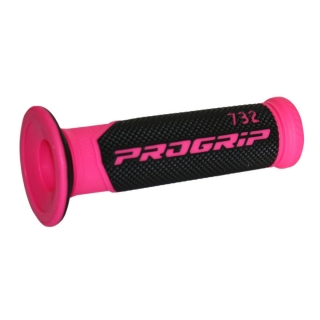 Dvouvrstvé silniční rukojeti - gripy PROGRIP 732 BLACK/FLUO PINK - zavřené konce