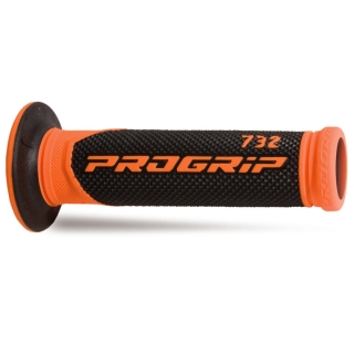 Dvouvrstvé silniční rukojeti - gripy PROGRIP 732 BLACK/FLUO ORANGE - otevřené konce