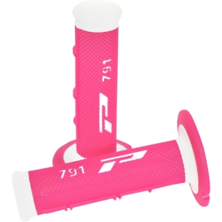 Dvouvrstvé motokrosové rukojeti - gripy Progrip 791 WHITE/FLUO PINK