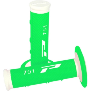 Dvouvrstvé motokrosové rukojeti - gripy Progrip 791 WHITE/FLUO GREEN