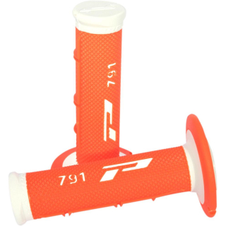 A Dvouvrstvé motokrosové rukojeti - gripy Progrip 791 WHITE/FLUO ORANGE