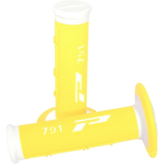 Dvouvrstvé motokrosové rukojeti - gripy Progrip 791 WHITE/FLUO YELLOW