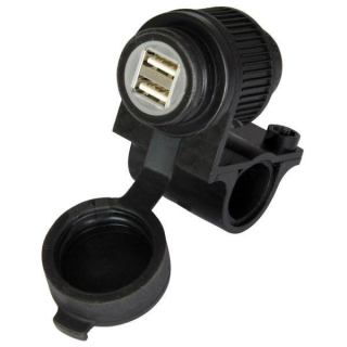 USB ZÁSUVKA 5V/2A OXFORD 2 VSTUPY S OBJÍMKOU PRO UCHYCENÍ K ŘIDÍTKŮM