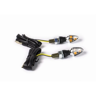 Univerzální mini led blinkry PARTS EUROPE TURN SIGNAL chromový kryt / čiré sklo - PÁR