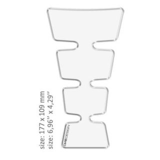 Samolepka - tank pad na nádrž motocyklu ONEDESIGN UNIVERSAL TANK PAD - LESKLÁ TRANSPARENTNÍ/PRŮHLEDNÁ 17,7 CM