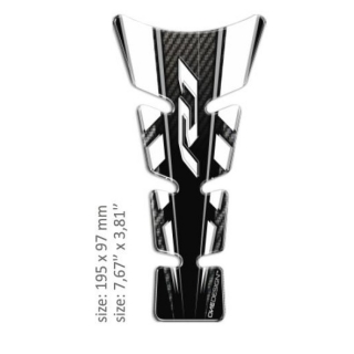 Samolepka - tank pad na nádrž motocyklu ONEDESIGN UNIVERSAL TANK PAD YAMAHA R1 ČERNÁ/BÍLÁ 19,5 CM 