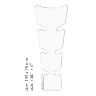 Samolepka - tank pad na nádrž motocyklu ONEDESIGN UNIVERSAL TANK PAD TRANSPARENTNÍ/PRŮHLEDNÁ LESKLÁ 19,3 CM 