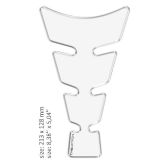 Samolepka - tank pad na nádrž motocyklu ONEDESIGN UNIVERSAL TANK PAD TRANSPARENTNÍ/PRŮHLEDNÁ  21,3 CM 
