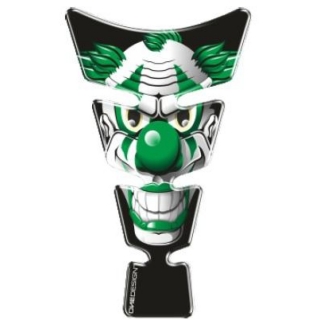 Samolepka - tank pad na nádrž motocyklu ONEDESIGN UNIVERSAL TANK PAD GLOSS GREEN/WHITE/BLACK - GREEN CLOWN DESIGN