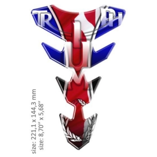 Samolepka - tank pad na nádrž motocyklu ONEDESIGN UNIVERSAL TANK PAD GLOSS RED/BLUE/WHITE - TRIUMPH DESIGN 